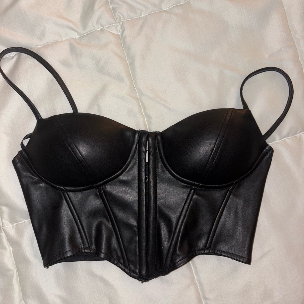 Windsor Black Faux Leather Crop Top